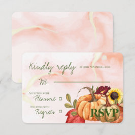 Autumn Pumpkin Sunflower Niedliche Hochzeit im Her RSVP Karte