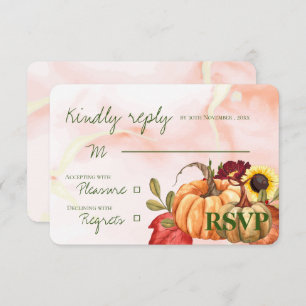 Autumn Pumpkin Sunflower Niedliche Hochzeit im Her RSVP Karte