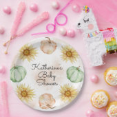 Autumn Pumpkin Sunflowers Baby Dusche Pappteller (Party)