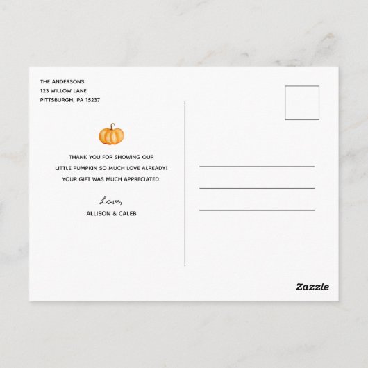 Autumn Pumpkin Truck Drive by Baby Shower Postkarte (Rückseite)