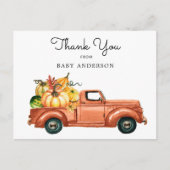 Autumn Pumpkin Truck Drive by Baby Shower Postkarte (Vorderseite)