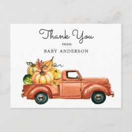 Autumn Pumpkin Truck Drive by Baby Shower Postkarte