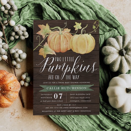 Autumn Pumpkin | Twins Baby Shower Einladung