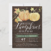 Autumn Pumpkin | Twins Baby Shower Einladung (Vorderseite)
