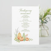 Autumn Pumpkin Verlasse Rustic Erntedank Dinner Menükarte (Stehend Vorderseite)