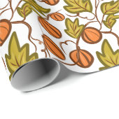 Autumn Pumpkin Vines Hand Drawing Design Geschenkpapier (Rolleneckpunkt)