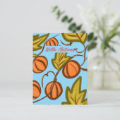 Autumn Pumpkin Vines Hand Drawing Design Postkarte (Stehend Vorderseite)