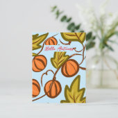 Autumn Pumpkin Vines Hand Drawing Design Postkarte (Stehend Vorderseite)