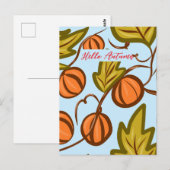 Autumn Pumpkin Vines Hand Drawing Design Postkarte (Vorne/Hinten)