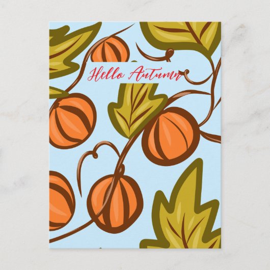Autumn Pumpkin Vines Hand Drawing Design Postkarte (Vorderseite)