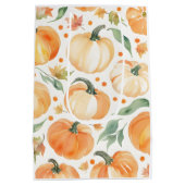 Autumn Pumpkin Watercolor Muster Mittlere Geschenktüte (Rückseite)