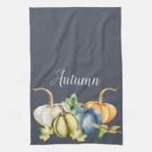 Autumn Pumpkin Watercolor Navy Blue Geschirrtuch (Vertikal)
