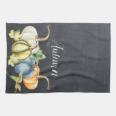 Autumn Pumpkin Watercolor Rustikale Chalkboard Geschirrtuch (Horizontal)