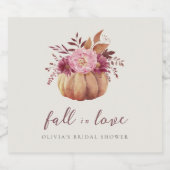 Autumn Pumpkin & Wildblumen "Fall in Liebe" Schaumweinetikett (Einzelnes Label)