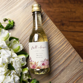 Autumn Pumpkin & Wildblumen "Fall in Liebe" Weinetikett