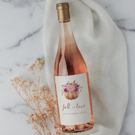 Autumn Pumpkin & Wildblumen "Fall in Liebe" Weinetikett