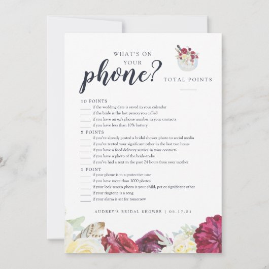 Autumn Pumpkin Zwei-Side-Brautparty-Game-Karte Einladung (Rückseite)