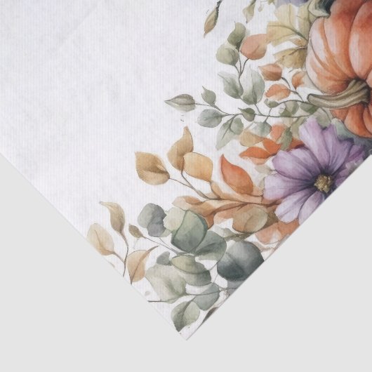 Autumn Pumpkins and Flowers Fall Pattern Decoupage Seidenpapier (Ausschnitt)