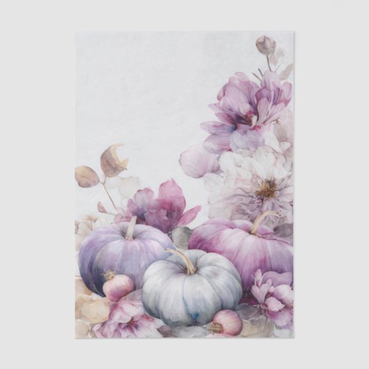 Autumn Pumpkins and Flowers Fall Pattern Decoupage Seidenpapier (Vorderseite)