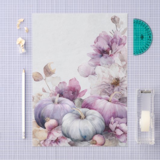 Autumn Pumpkins and Flowers Fall Pattern Decoupage Seidenpapier (Handwerk)