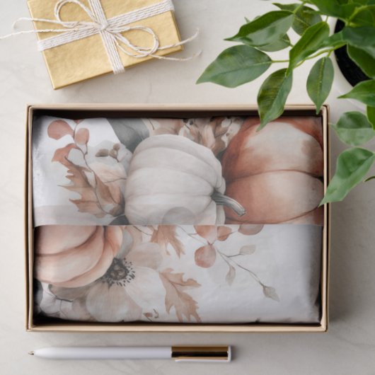 Autumn Pumpkins and Flowers Fall Pattern Decoupage Seidenpapier (Geschenk)