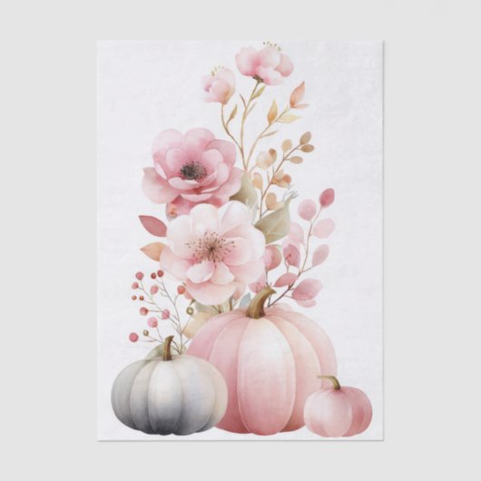Autumn Pumpkins and Flowers Fall Pattern Decoupage Seidenpapier (Vorderseite)