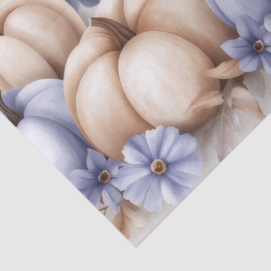Autumn Pumpkins and Flowers Fall Pattern Decoupage Seidenpapier (Ausschnitt)