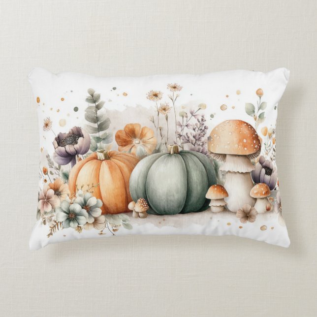 Autumn Pumpkins and Flowers Fall Pattern  Dekokissen (Vorderseite)