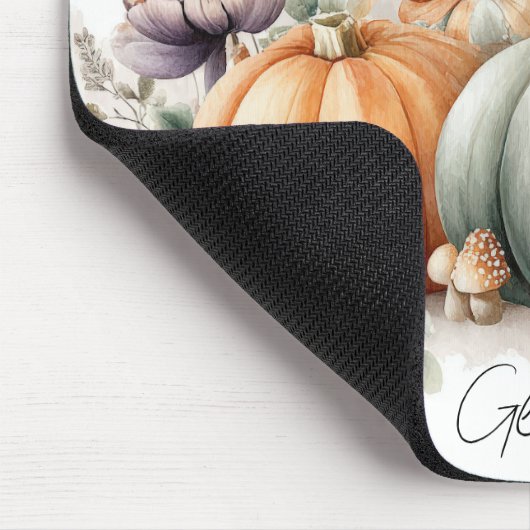 Autumn Pumpkins and Flowers Fall Pattern Mousepad (Ecke)