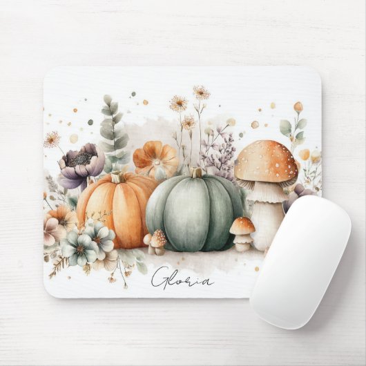 Autumn Pumpkins and Flowers Fall Pattern  Mousepad (Mit Mouse)