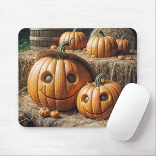 Autumn Pumpkins auf Hay Bales Mousepad