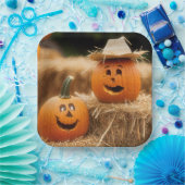 Autumn Pumpkins auf Hay Bales Pappteller (Party)