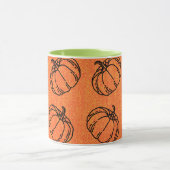 Autumn Pumpkins auf Orange Denim Design Tasse (Zentrum)