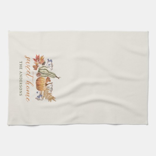 Autumn Pumpkins Bouquet Name Geschirrtuch (Horizontal)
