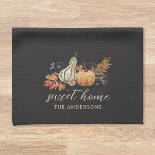 Autumn Pumpkins Bouquet Name Geschirrtuch