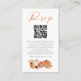 Autumn Pumpkins Florals QR Code Wedding RSVP Begleitkarte