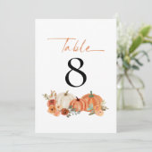 Autumn Pumpkins Florals Wedding Tischnummer (Stehend Vorderseite)