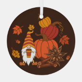 Autumn Pumpkins Gnome Speckkarte Ornament Aus Glas (Rückseite)