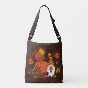 Autumn Pumpkins Gnome Speckkarte Tragetaschen Mit Langen Trägern