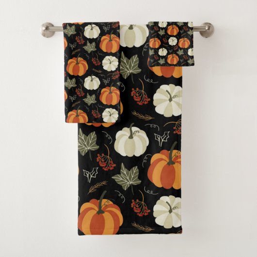 Autumn Pumpkins Muster Badhandtuch Set (Insitu)