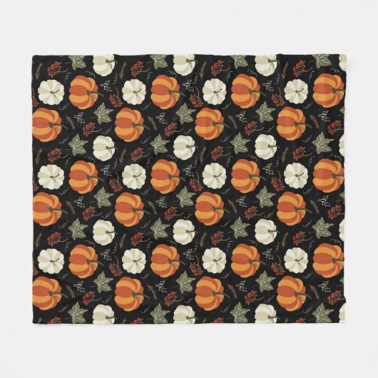 Autumn Pumpkins Muster Fleecedecke (Vorderseite (Horizontal))