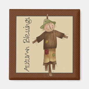 Autumn Pumpkins - Scarecrow Magnet
