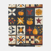 Autumn Quilt Blockmuster | Rustikale Ernte Fleecedecke (Vorderseite)