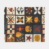 Autumn Quilt Blockmuster | Rustikale Ernte Fleecedecke (Vorderseite (Horizontal))