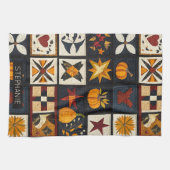 Autumn Quilt Blockmuster | Rustikale Ernte Geschirrtuch (Horizontal)