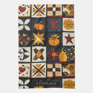Autumn Quilt Blockmuster   Rustikale Ernte Geschirrtuch