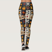 Autumn Quilt Blockmuster | Rustikale Ernte Leggings (Rückseite)