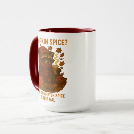 Autumn Raccoon Funny Pumpkin Spice Latte Tasse (Vorderseite Links)