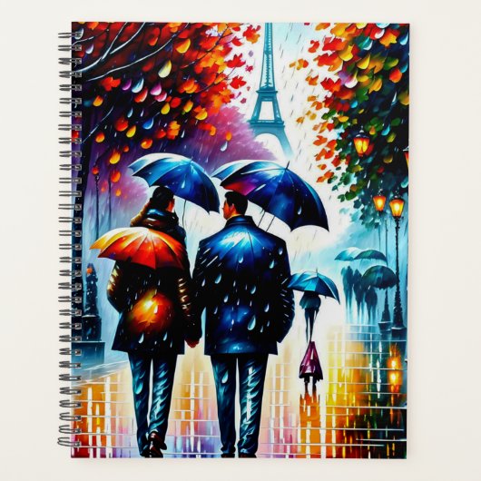 Autumn Rain Eiffel Tower Paris Frankreich Planer (Vorderseite)