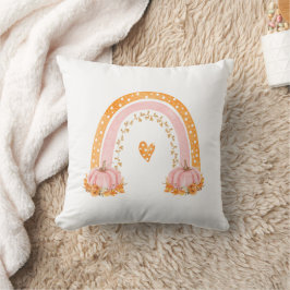Autumn Rainbow Pink Pumpkin Throw Kissen